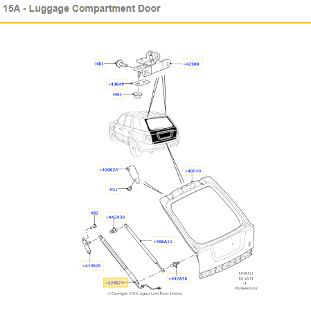 Rear boot opening mechanism for Range Rover Sport