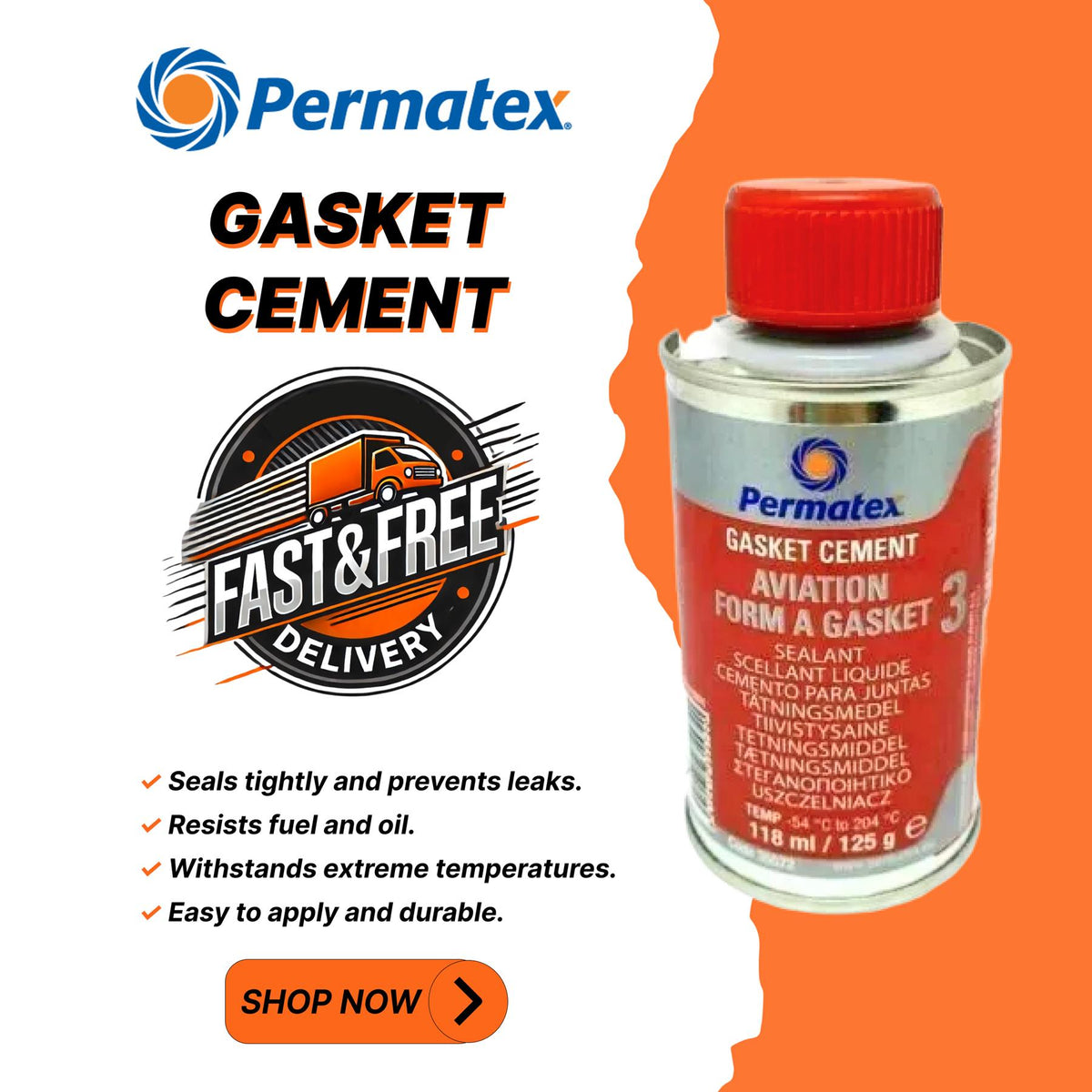 Permatex Aviation Form-A-Gasket No.3 Gasket Sealant 118ml 35572 | Fuel, Oil & Grease Resistant
