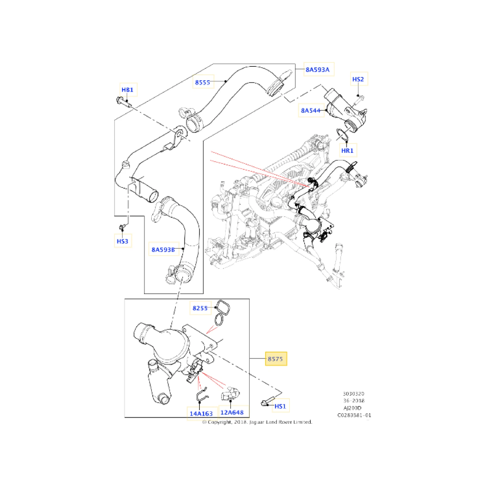 Land Rover Discovery thermostat housing assembly