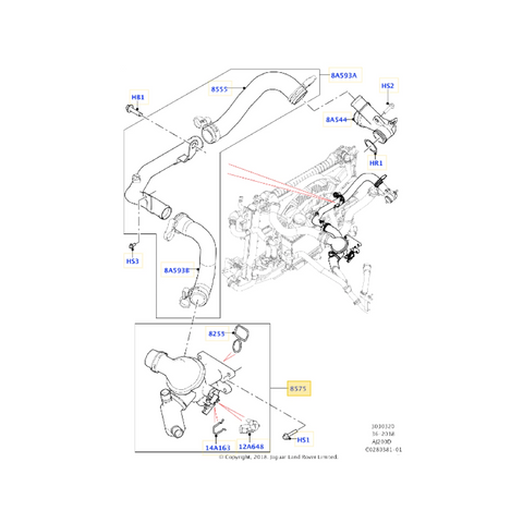 Land Rover Discovery thermostat housing assembly