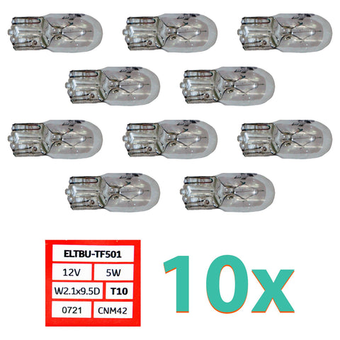 T10 501 Bulbs 12v 5w Sidelight Capless Number Plate W5w Halogen Car Bulbs X10
