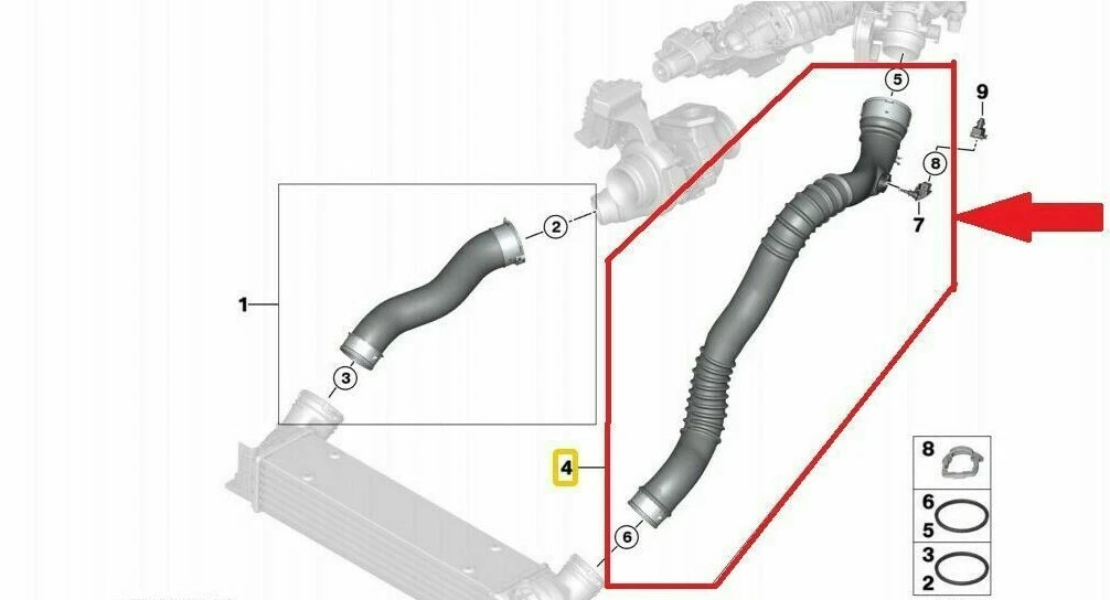 Charge air cooler hose BMW 11617797483 full length view