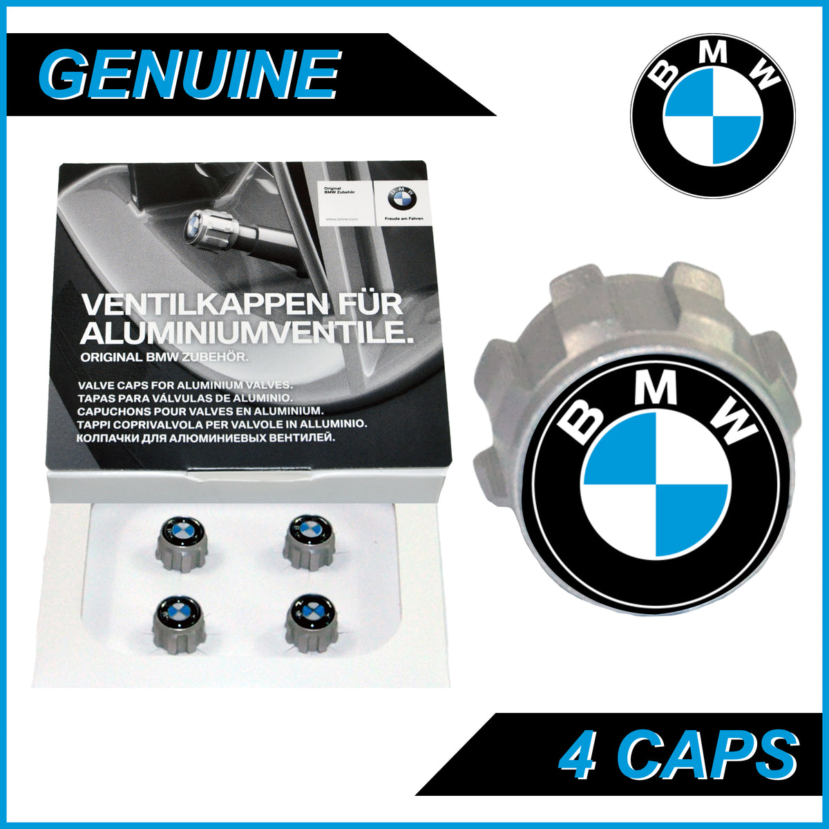 Genuine Bmw 4x Wheel Tyre Air Valve Caps For X1-x7 F20 F87 F45 F30 Z4 G14 36122447401