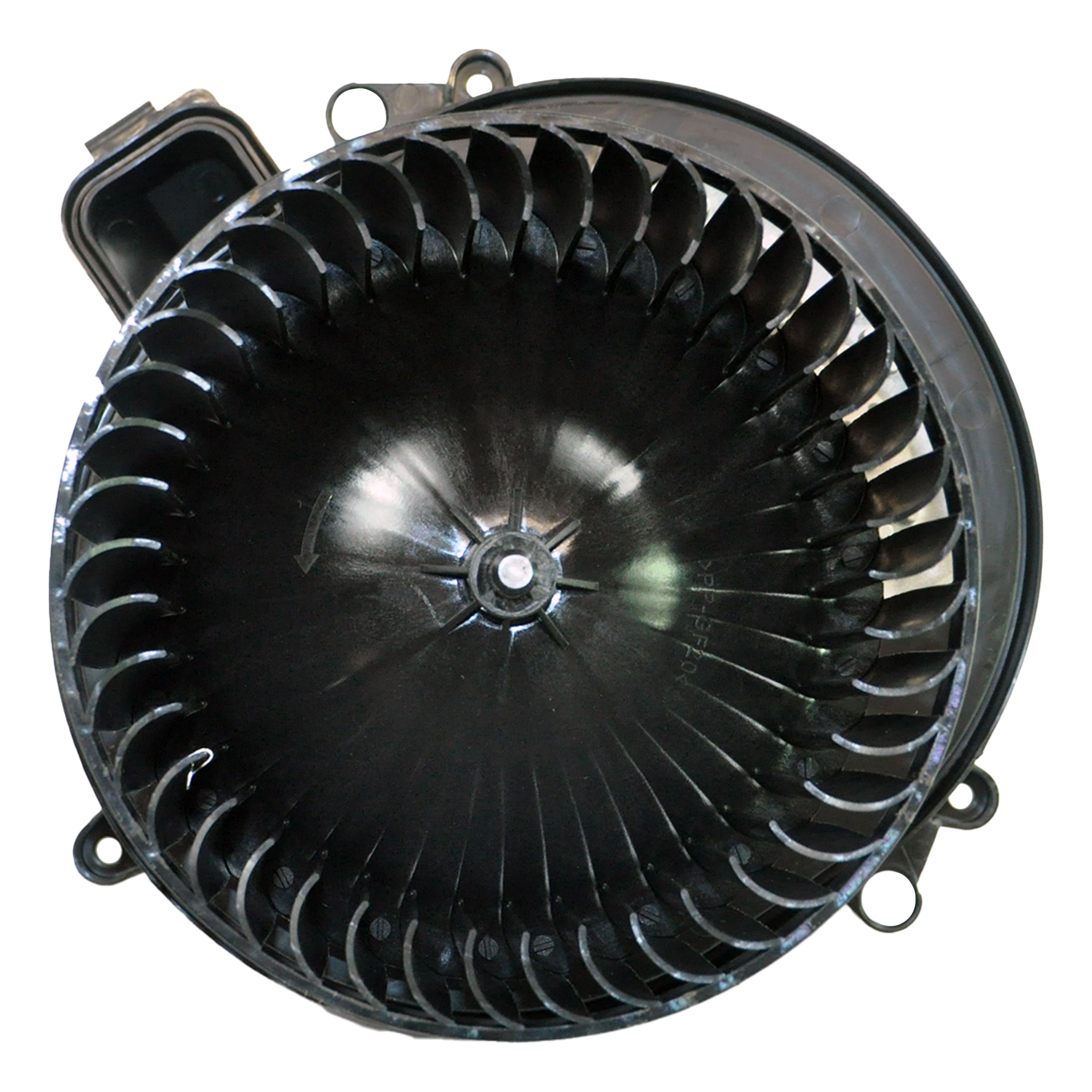 Close-up of blower motor fan and resistor module for BMW HVAC system