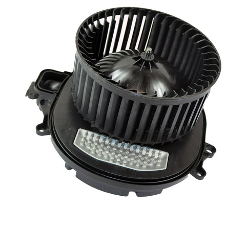 BMW 2 Series heater blower fan motor – front view with housing and blades