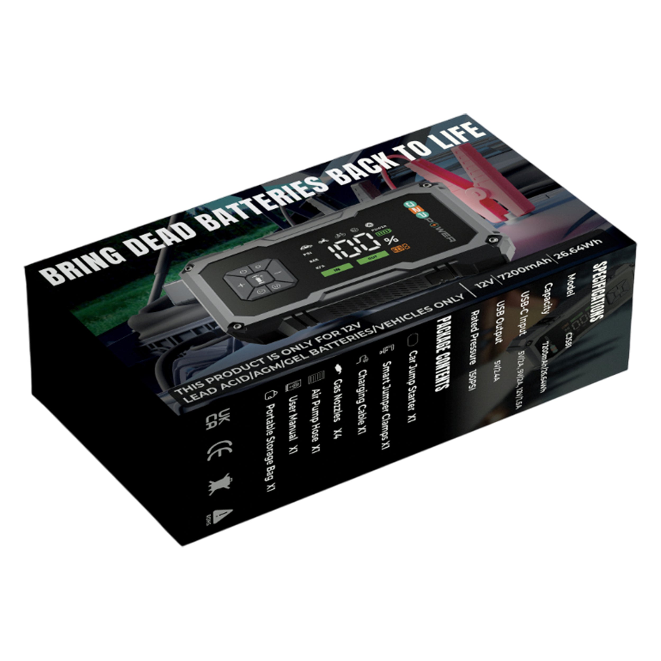 Multi-function car jump starter with flashlight