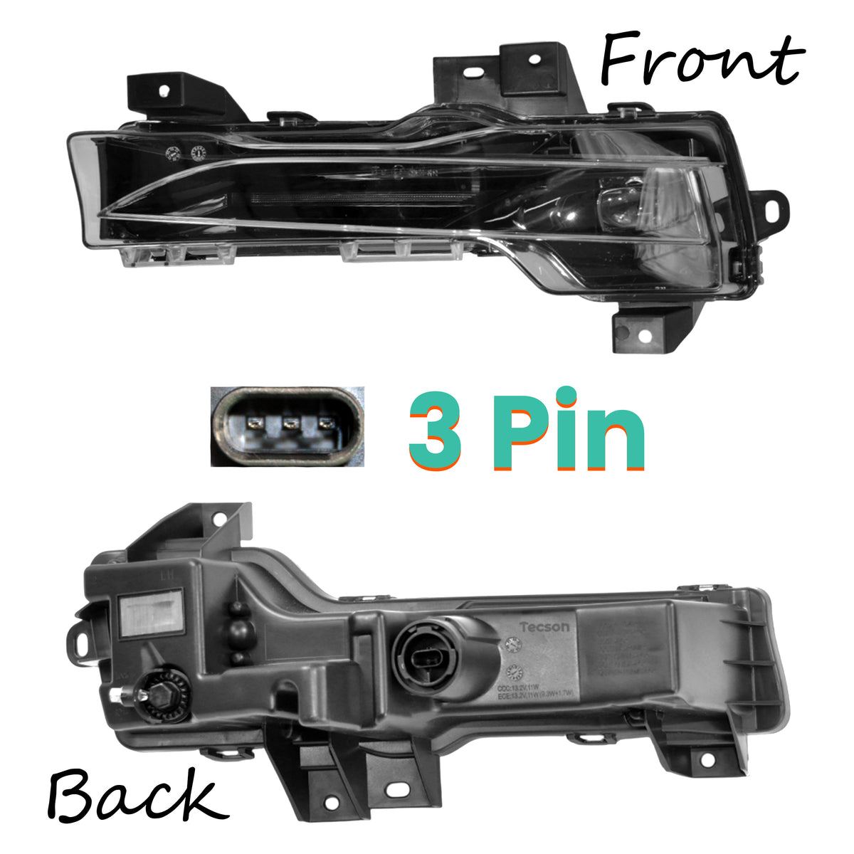 Front Left Fog Lamp & DRL For Tesla: Model 3, Model Y
