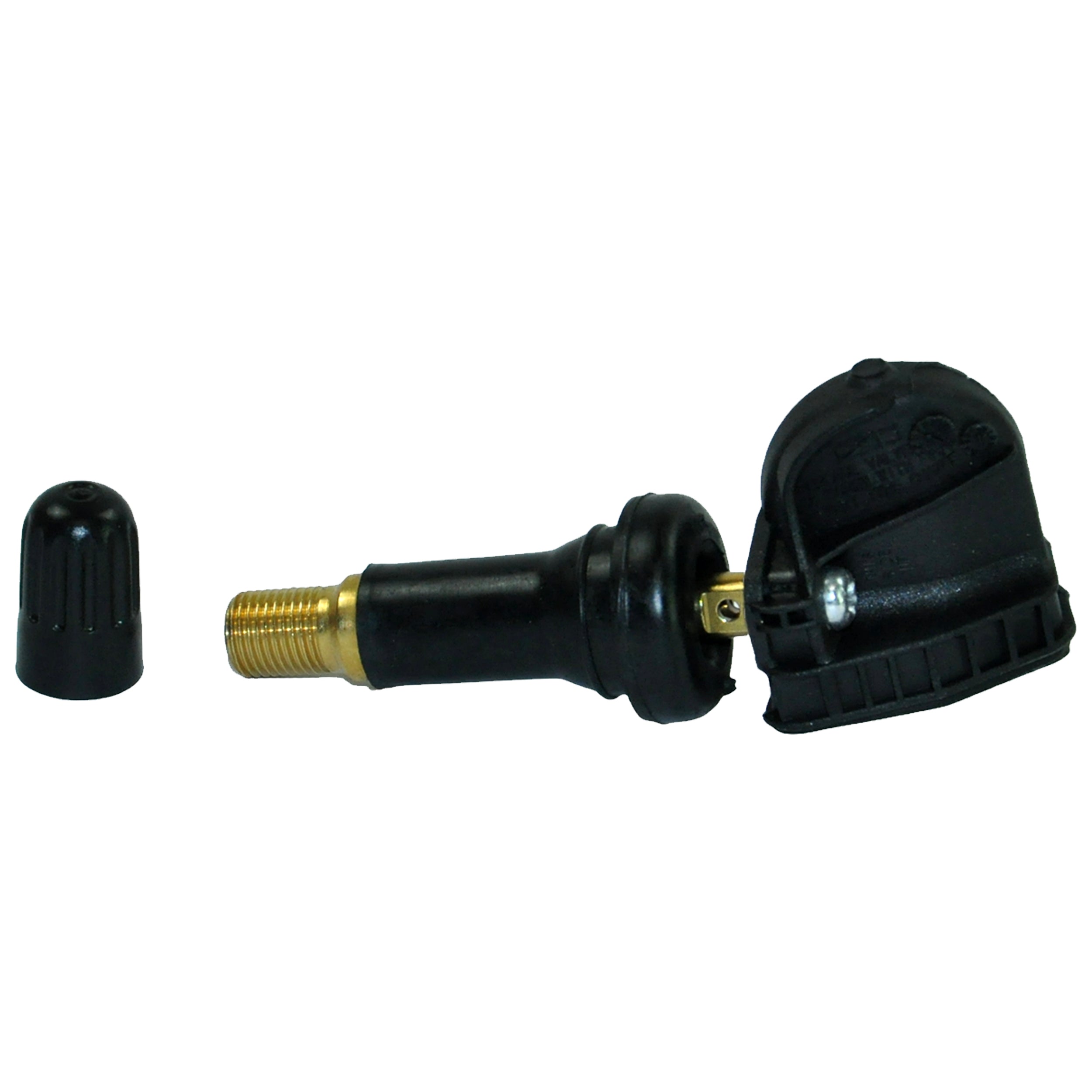 TPMS sensor installed inside a tire rim of a Ford Focus