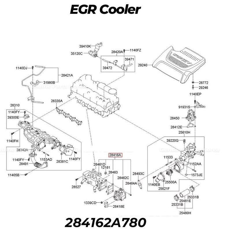 Turbo Diesel EGR Cooler for Toyota Hilux & Land Cruiser Prado