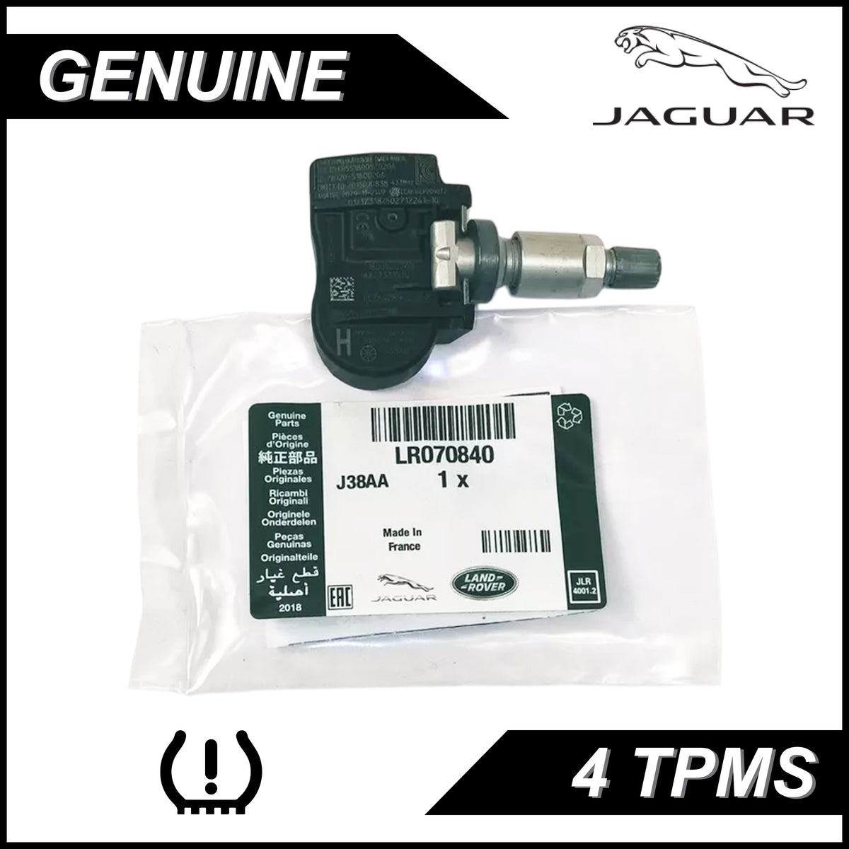 4-Pc Genuine TPMS Sensors – Jaguar & Land Rover Tyre Pressure Set