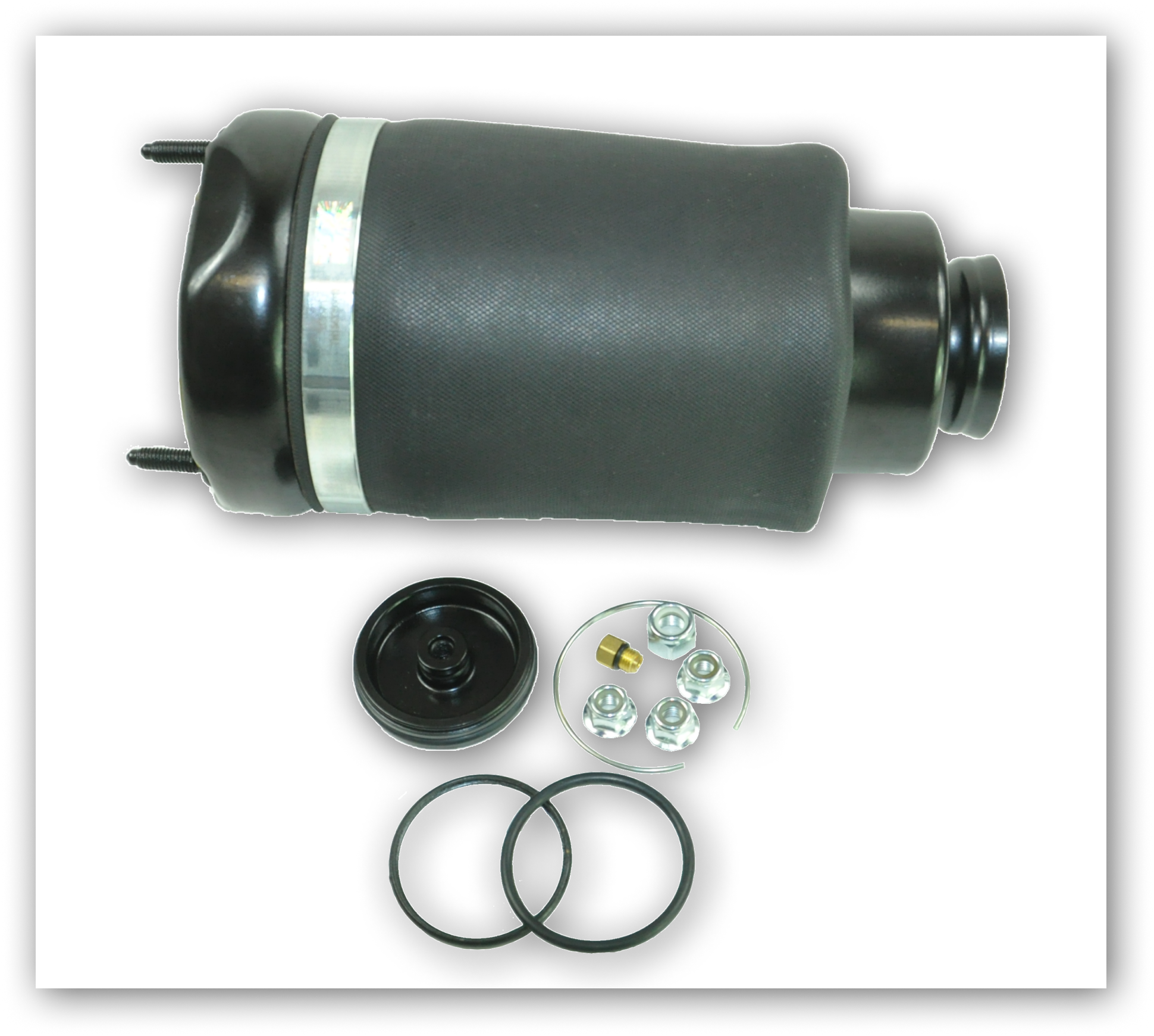 Mercedes air suspension high-pressure compressor with air spring bags close up