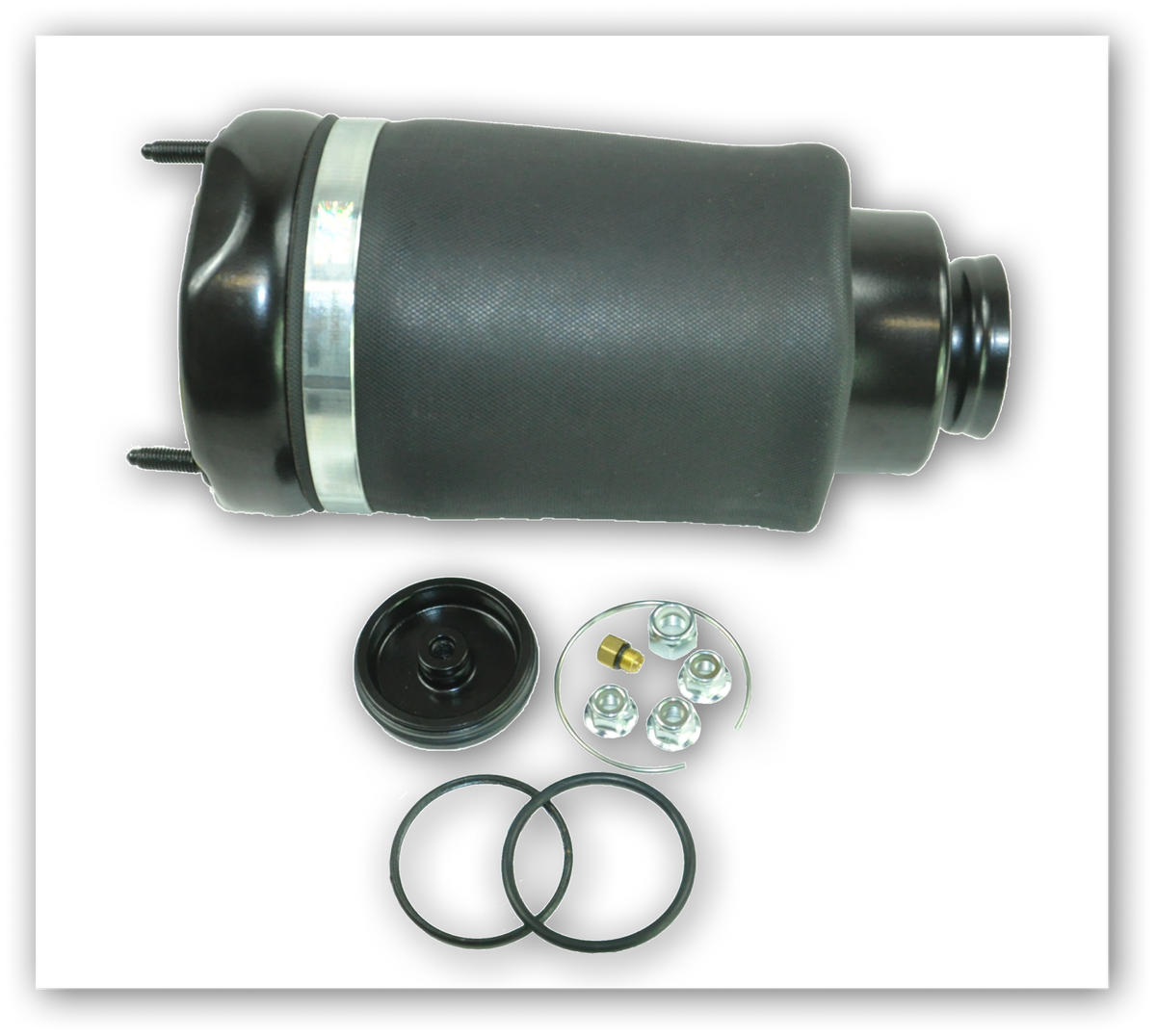 Mercedes air suspension high-pressure compressor with air spring bags close up