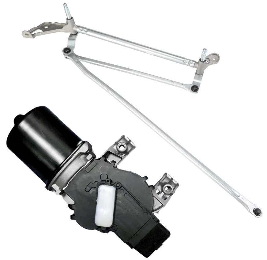 Durable front wiper motor with linkage rods for Renault cars