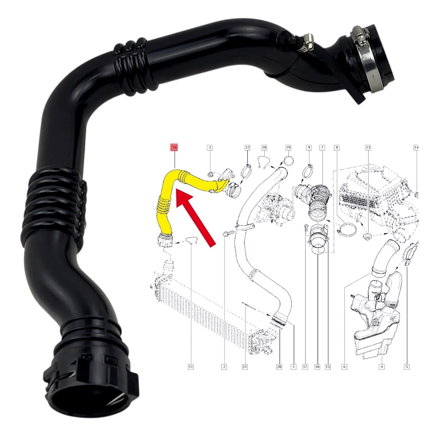 High-quality turbocharger boost pipe for Renault Laguna Mk III