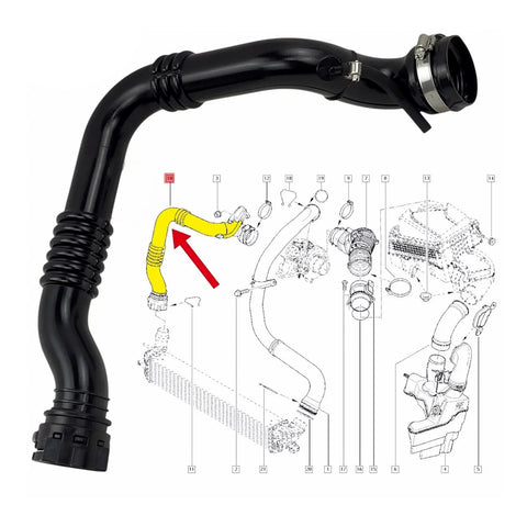 Charge air cooler boost hose for Renault Laguna III 1.5 DCI diesel engine