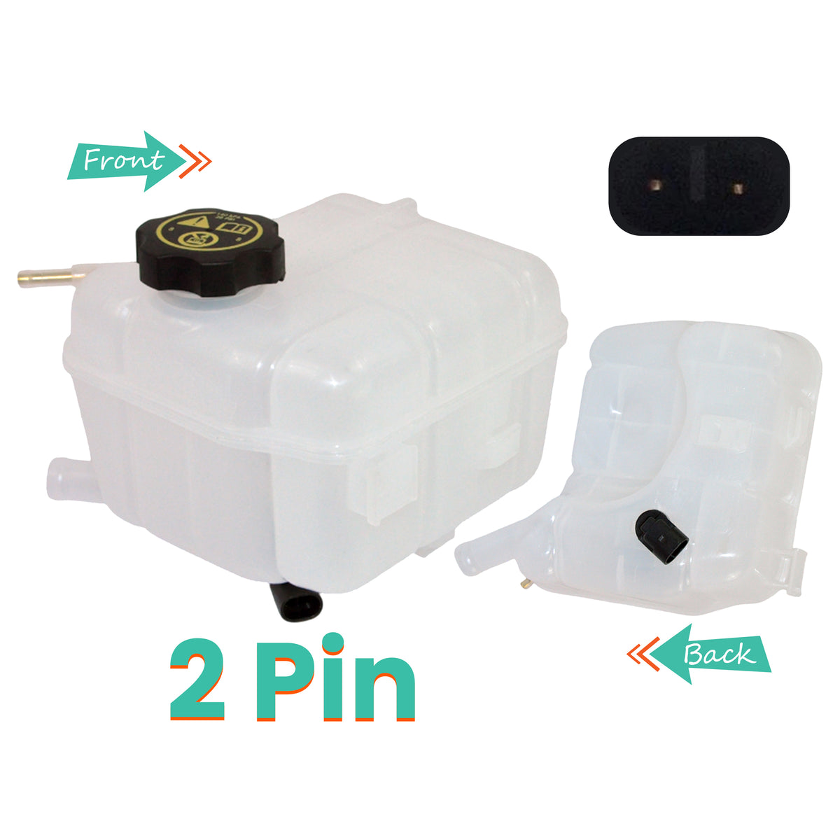 Radiator Coolant Expansion Header Tank & Cap For Chevrolet: Malibu, Opel: Insignia, Saab: 9-5, Vauxhall: Insignia